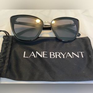 LANE BRYANT Black and Gold Cat-Eye Sunglasses, Never Worn